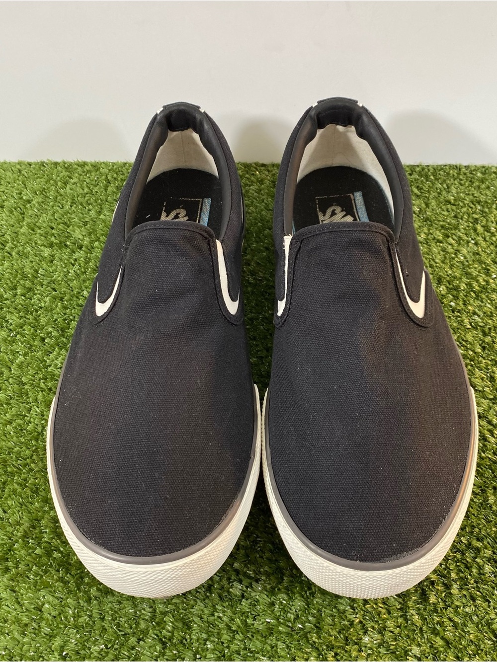 Hurley Kayo Slip-On Black Sneakers Mens 12 with Van's Insoles Canvas Skate Shoe